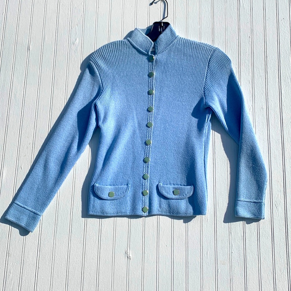 St John vintage periwinkle blue cardigan blazer
